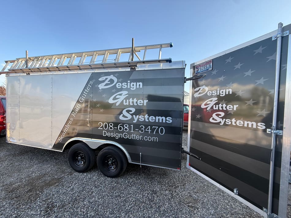 image5 Design Gutter Systems trailer with an open door